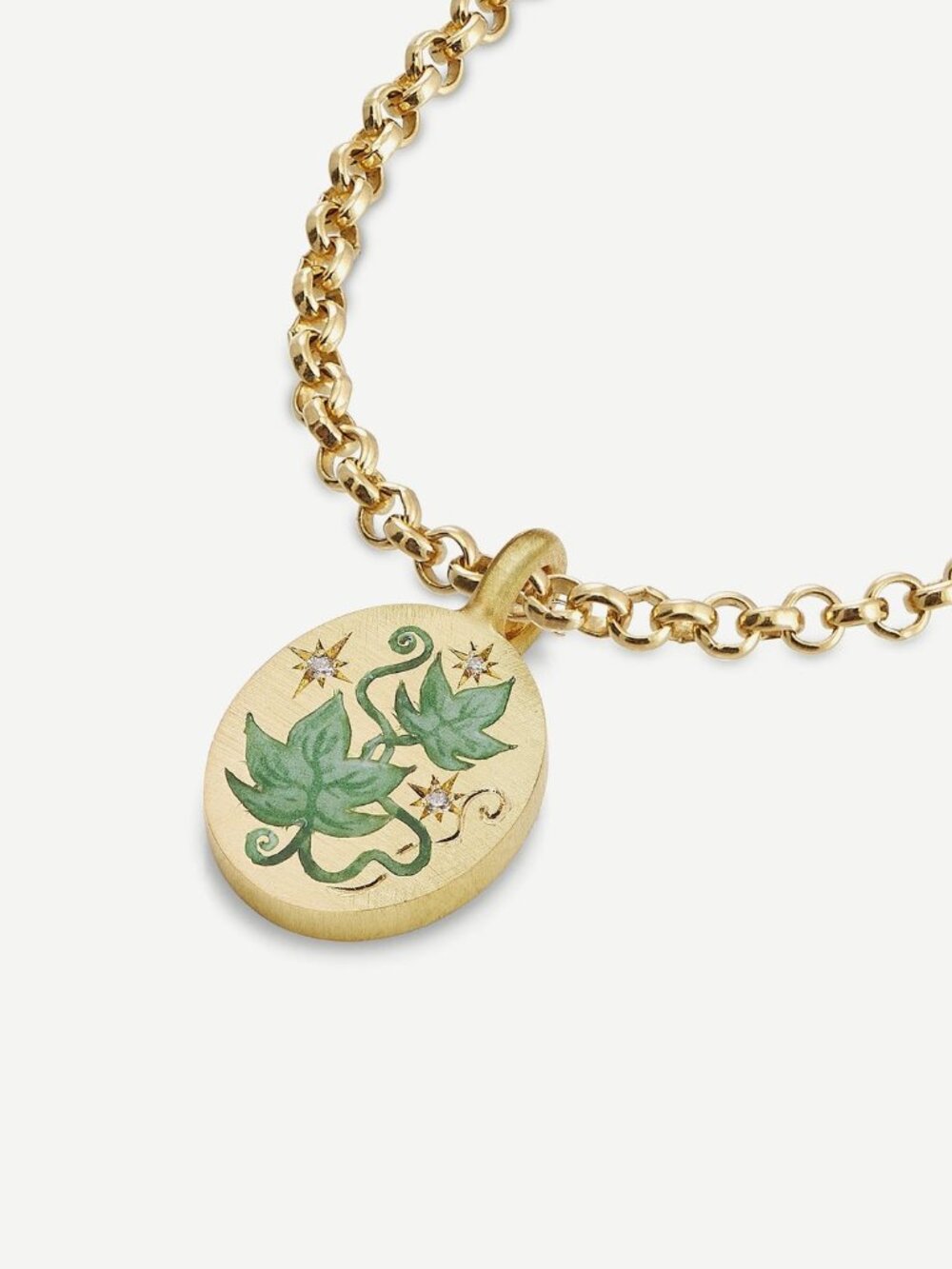 18K Gold Painted Stainless Steel Pendant Necklace Colorful Enamel Art 18" + 2